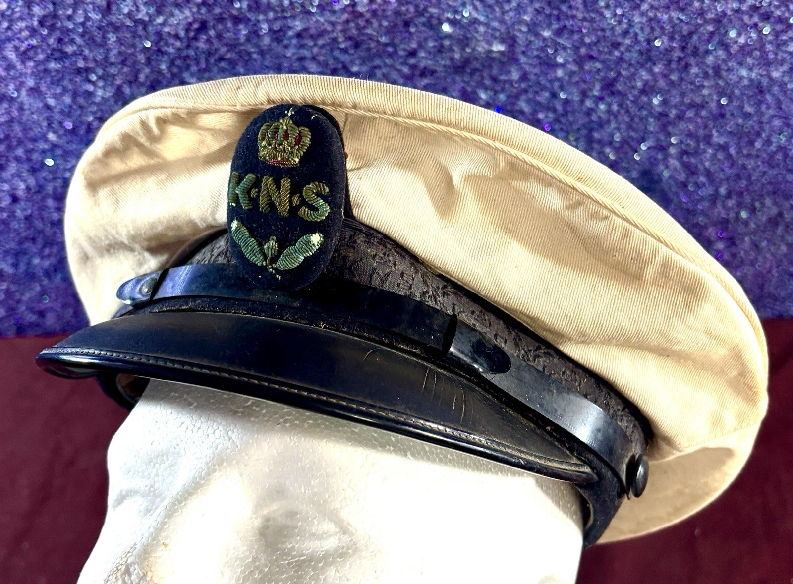 Vintage KNS Royal Norwegian Yacht Club Skipper Cap Bullion Badge Ferner Jacobsen