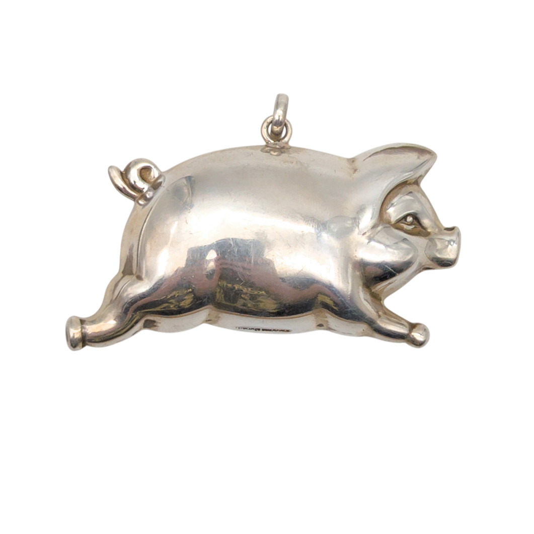 Vtg Sterling Silver Cazenovia Abroad Flying Pig Ornament Pendant 925 Signed