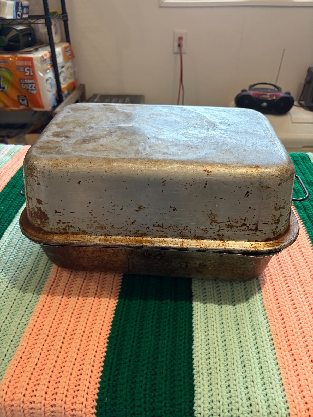 Vintage Mirro Covered Aluminum Roaster Pan & Rack 15 3/4\