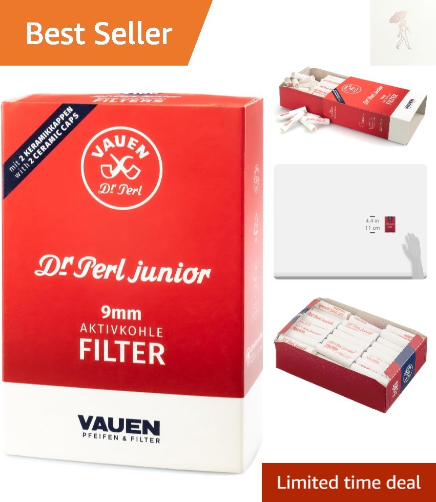 Dr. Perl Junior 9mm Activated Carbon Pipe Filters - 100 Pack for a Purified Draw