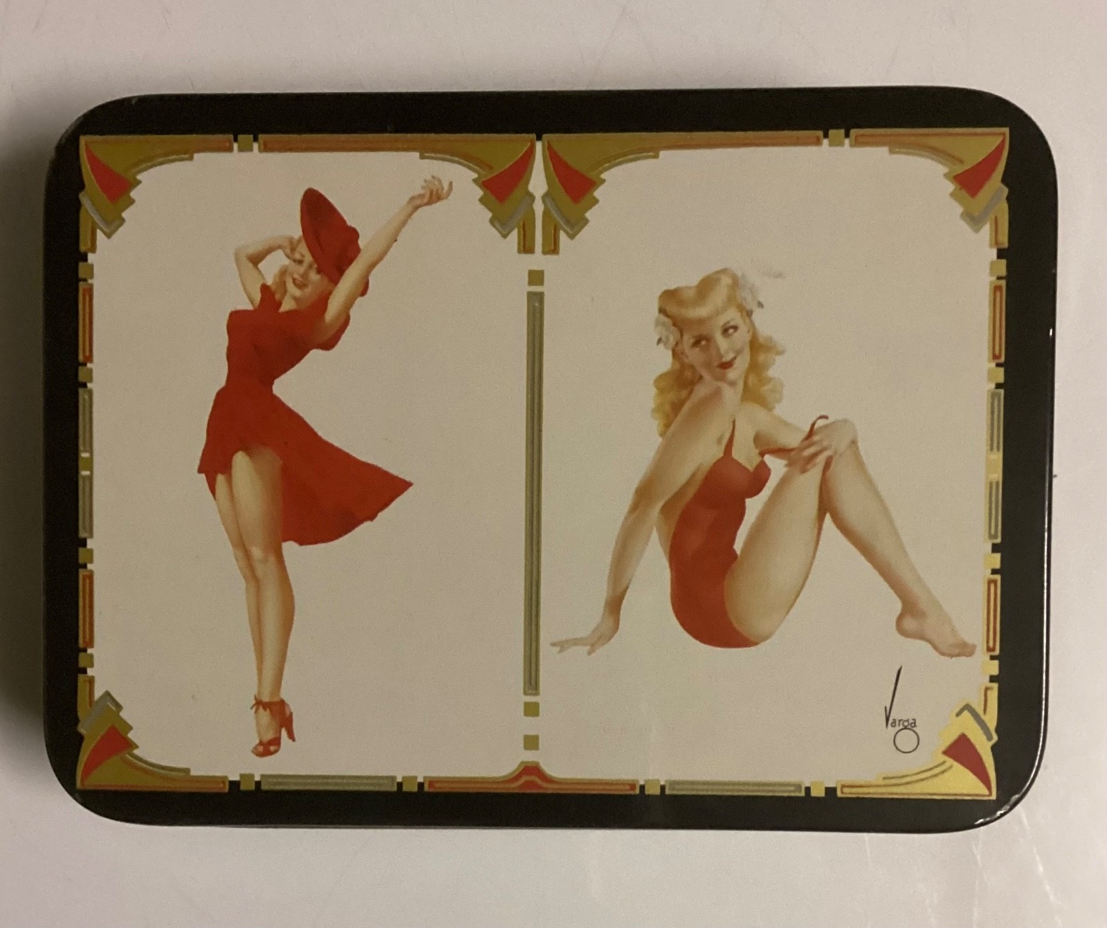 Alberto Vargas 1987 Vintage Esquire Pinup Playing Cards-2 Decks w/RARE Tin-H1481