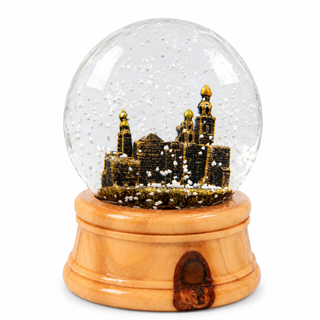 Bethlehem Church of Nativity Snow Globe Olive Wood Base Holy Land Christmas Gift