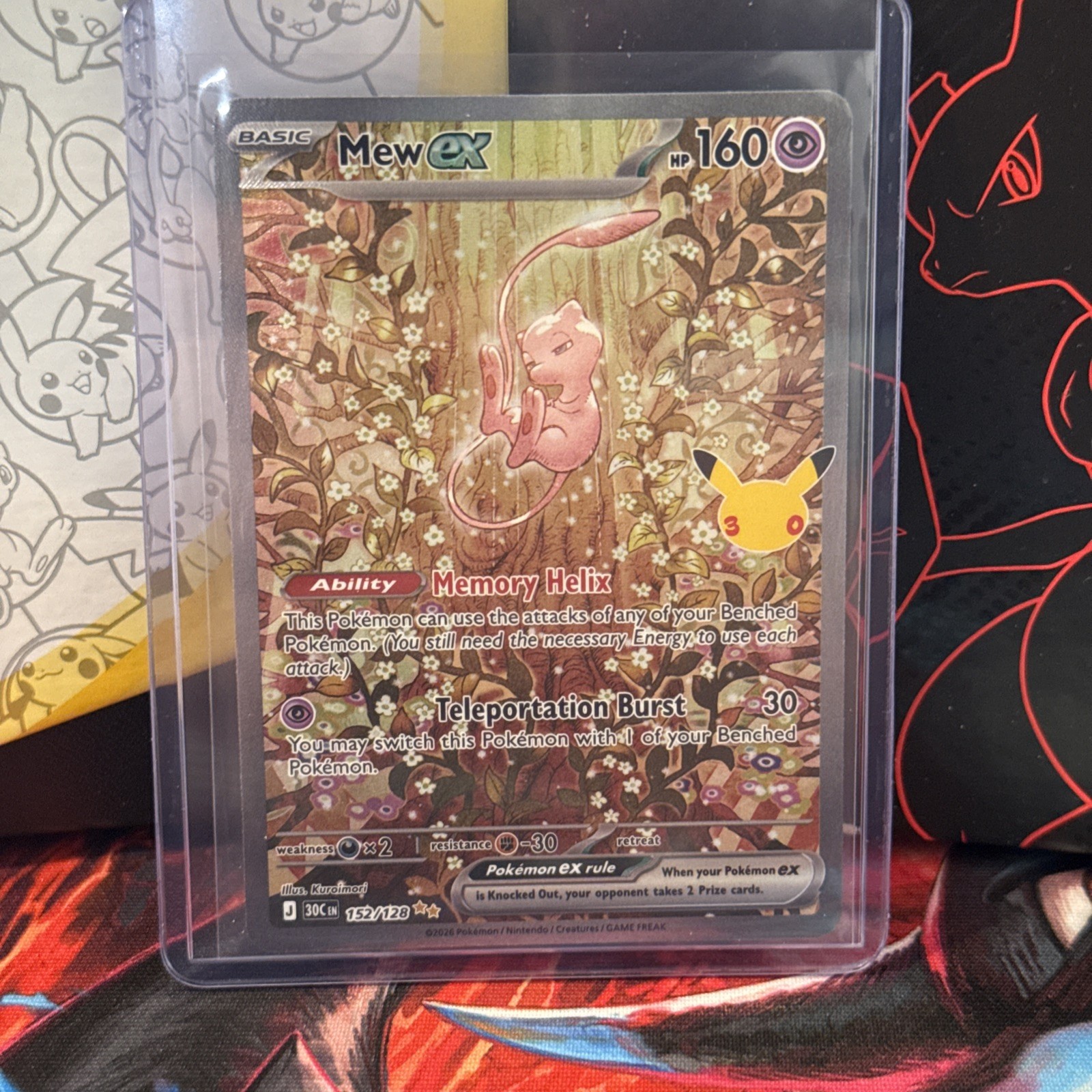 Mew EX 152/128 30th Celebration Ultra Rare Full Art Holo Pokémon TCG Card