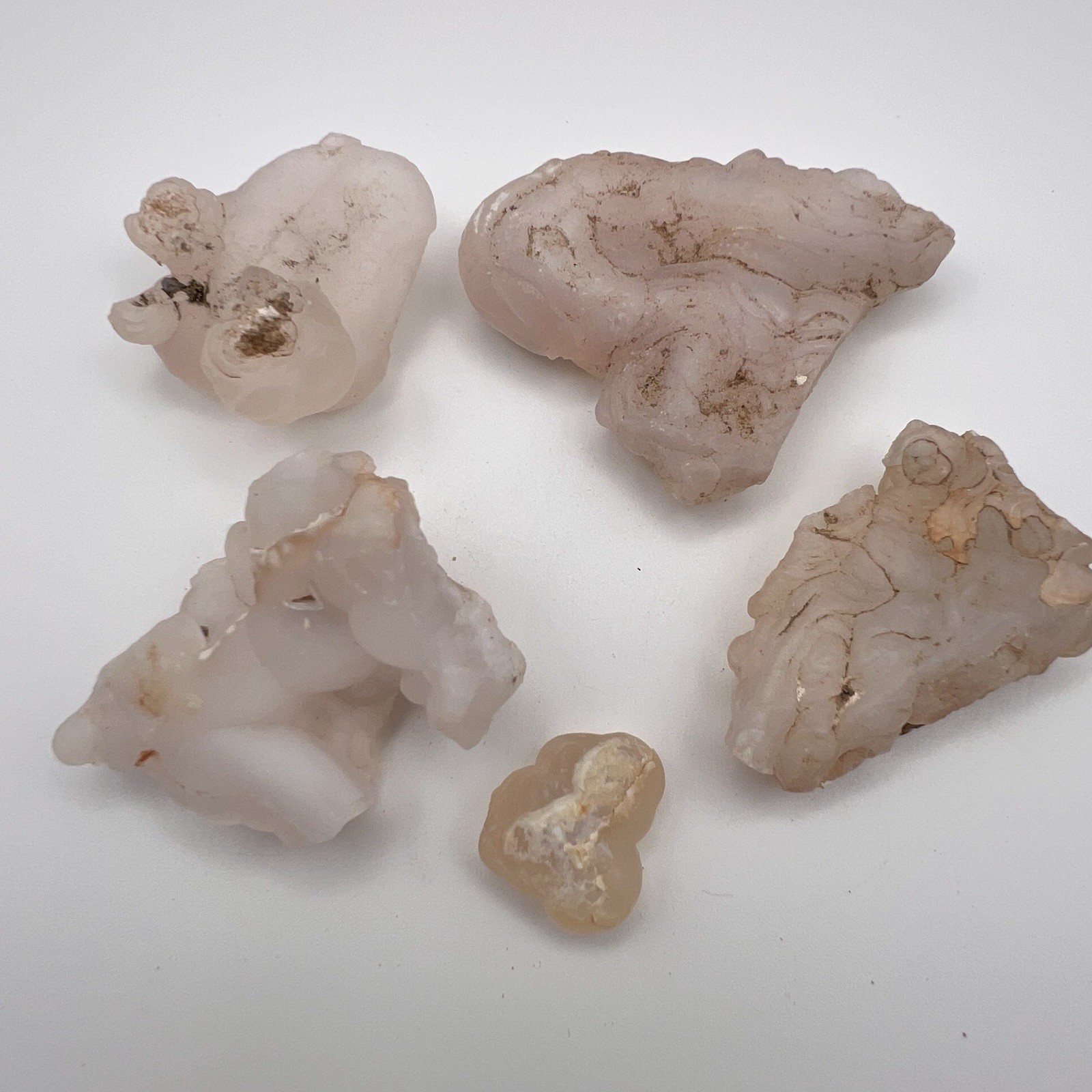 Natural Chalcedony Agate Lot 5pc 49g Pink Botryoidal Mineral Specimens