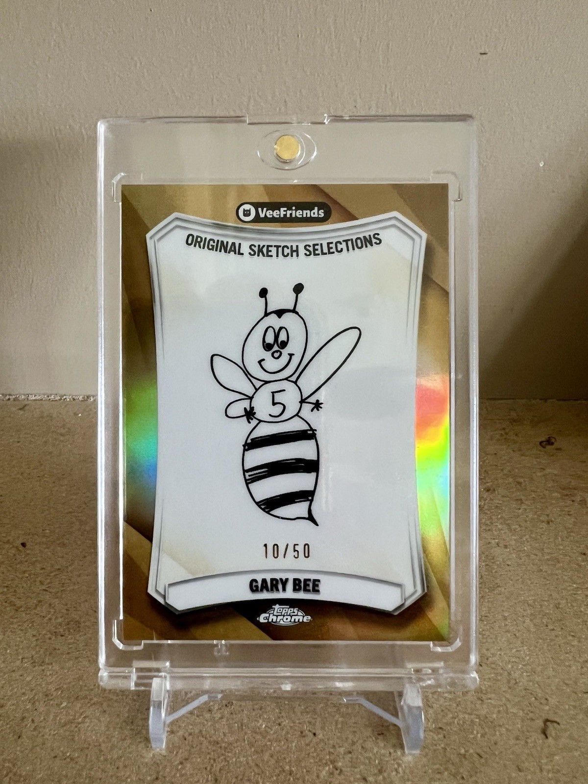 Topps Chrome 26 Gary Bee Original Sketch Card GOLD 10/50 Vee Friends Exclusive