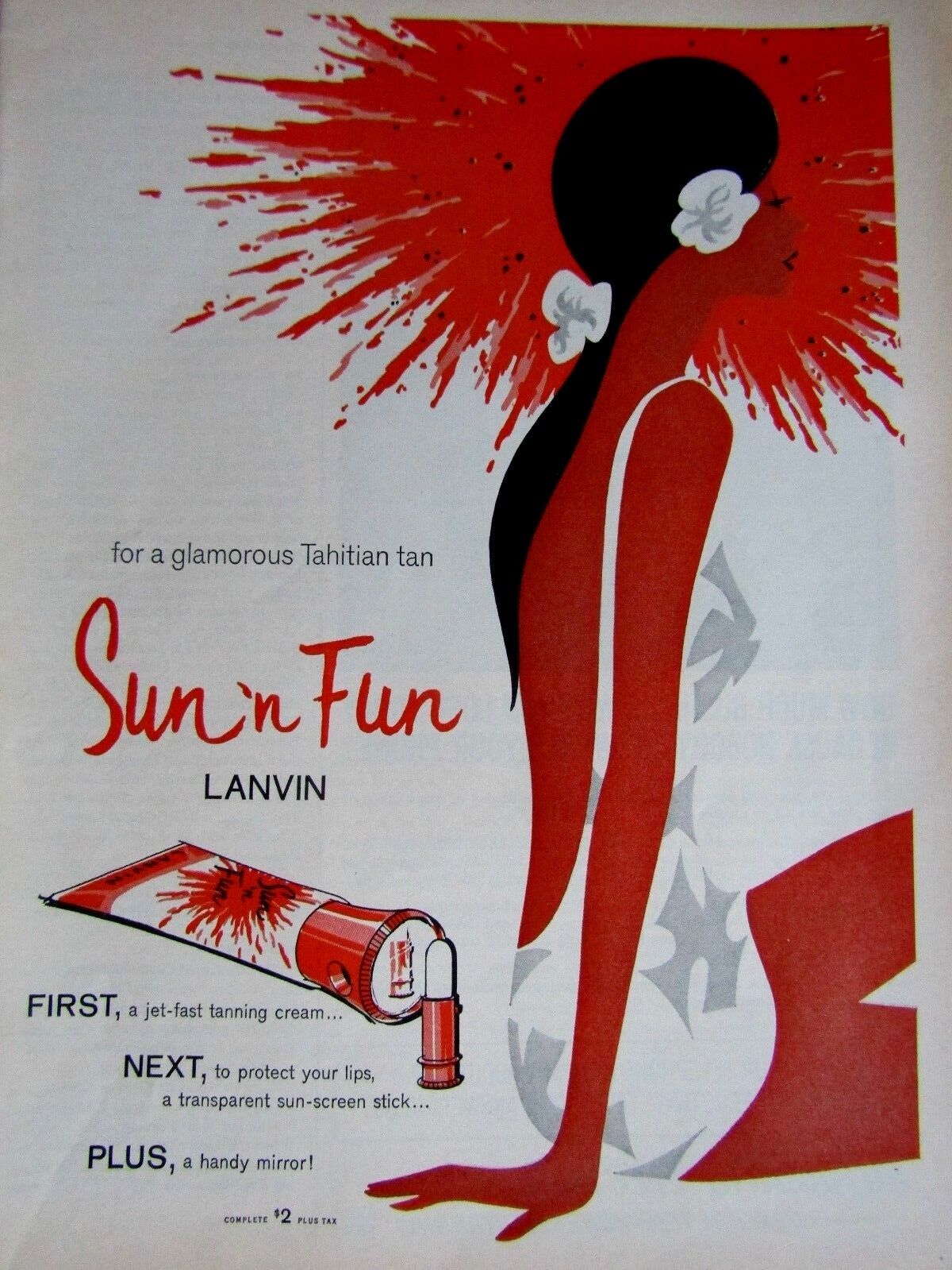 1963 Lanvin Sun N Fun Tahitian Tan Vintage Original Print Ad 8.5 x 11\