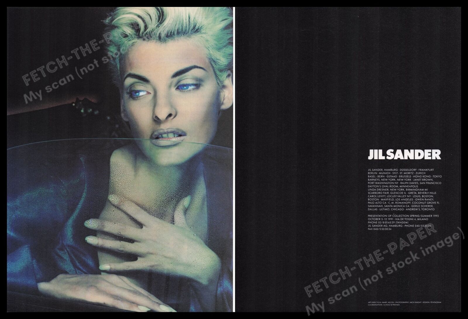 Jil Sander 1990s Print Advertisement (2 pages) 1991 Linda Evangelista
