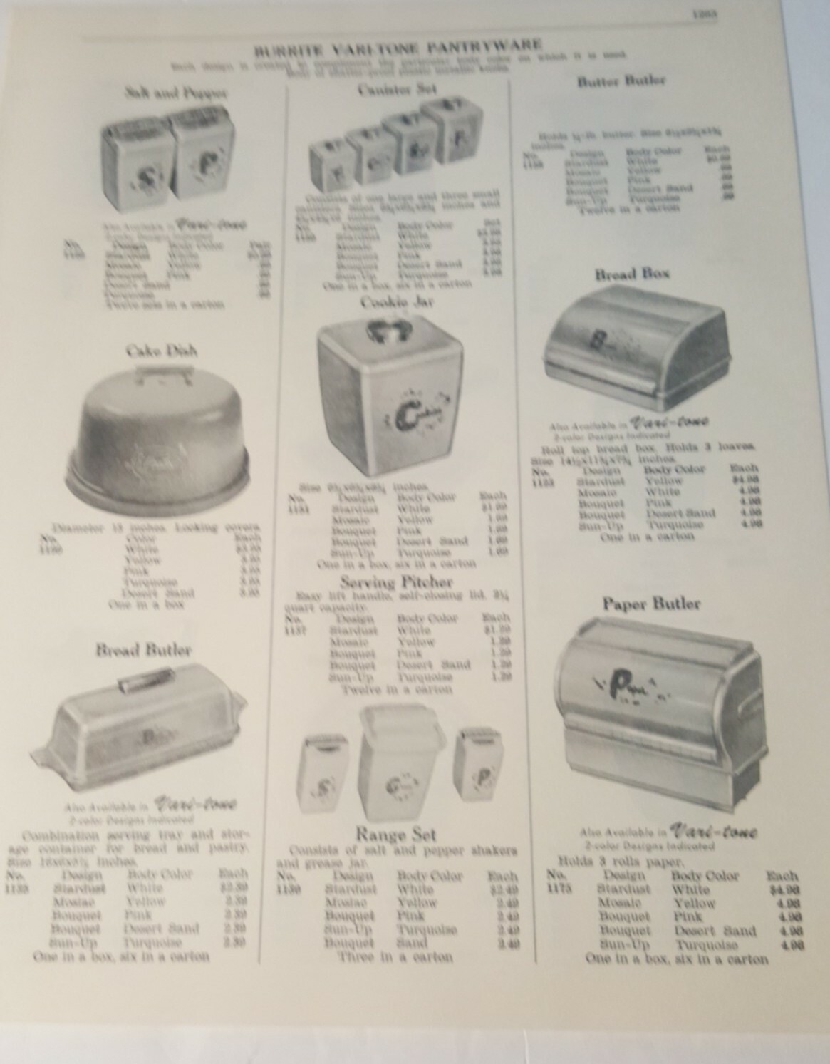 1962 print ad advertising BURRITE VARI TONE PANTRYWARE Cannister Set Range Set 