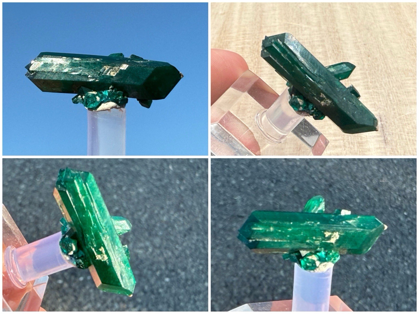 RARE, large doubly terminated DIOPTASE crystal from KAOKOVELD PLATEAU, NAMIBIA