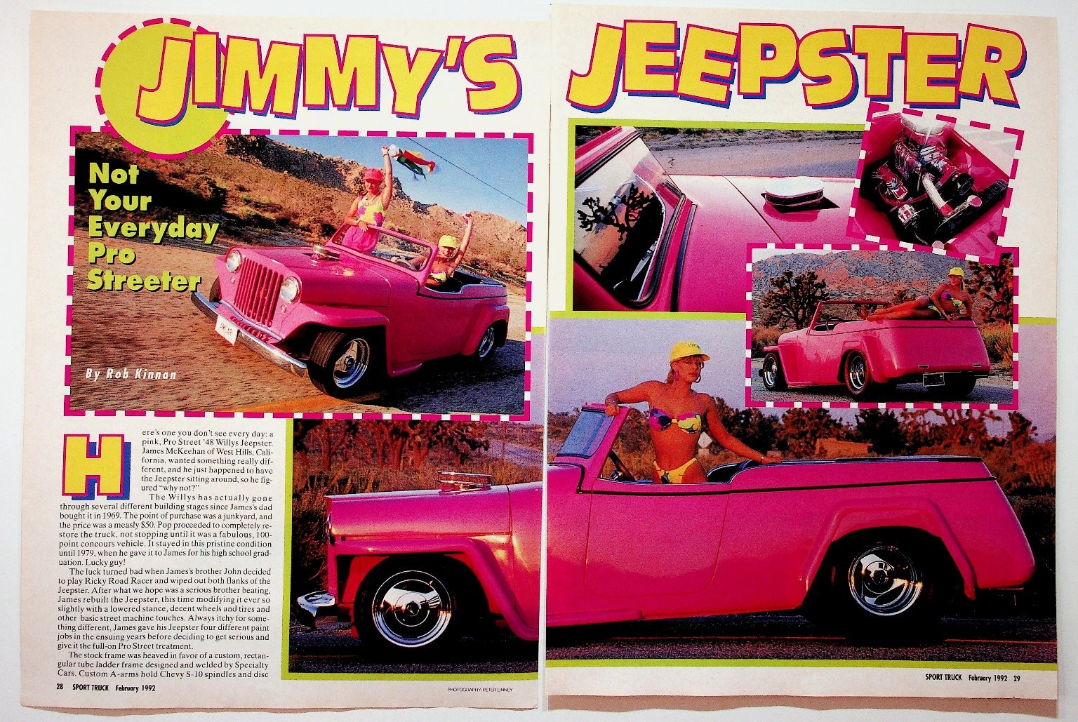 Sport Truck 1992 Jimmy\'s Jeepster Magazine Article Pink Custom Willys Hot Rod