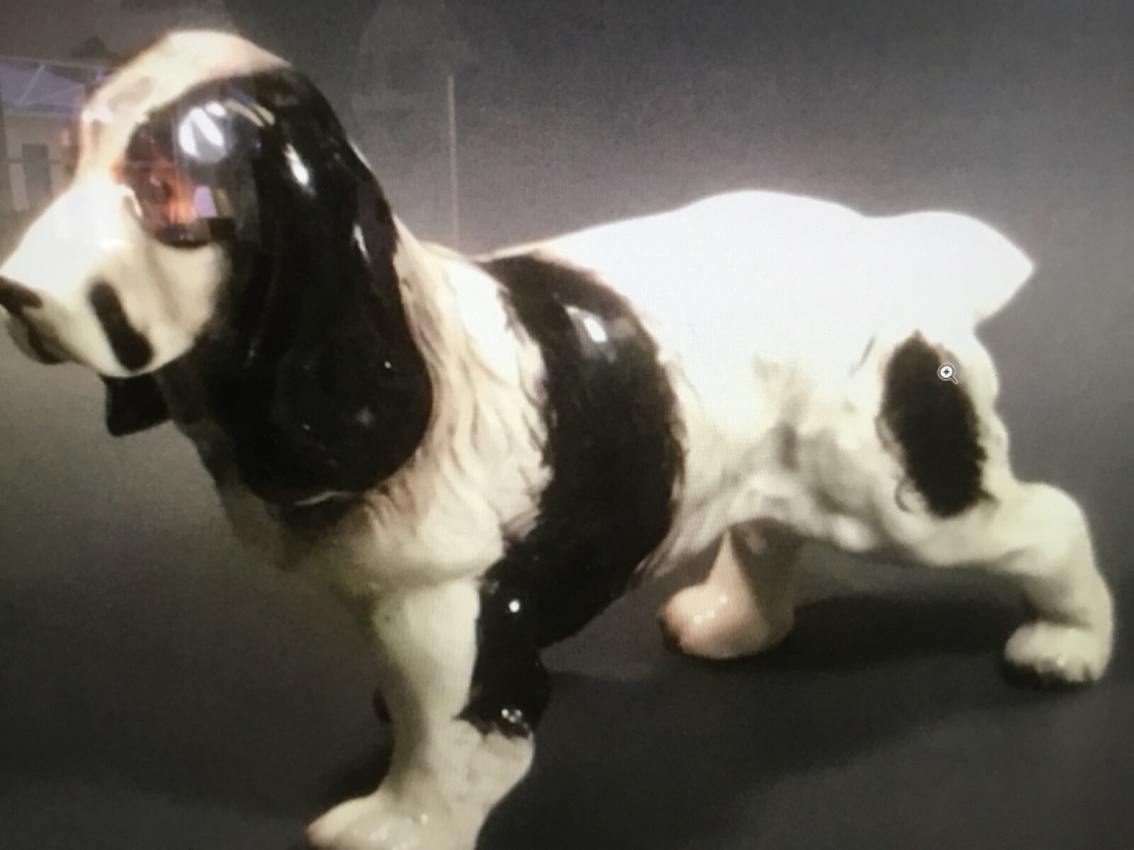 Vintage Majolica Springer Spaniel Dog Figurine Japan c.1950s