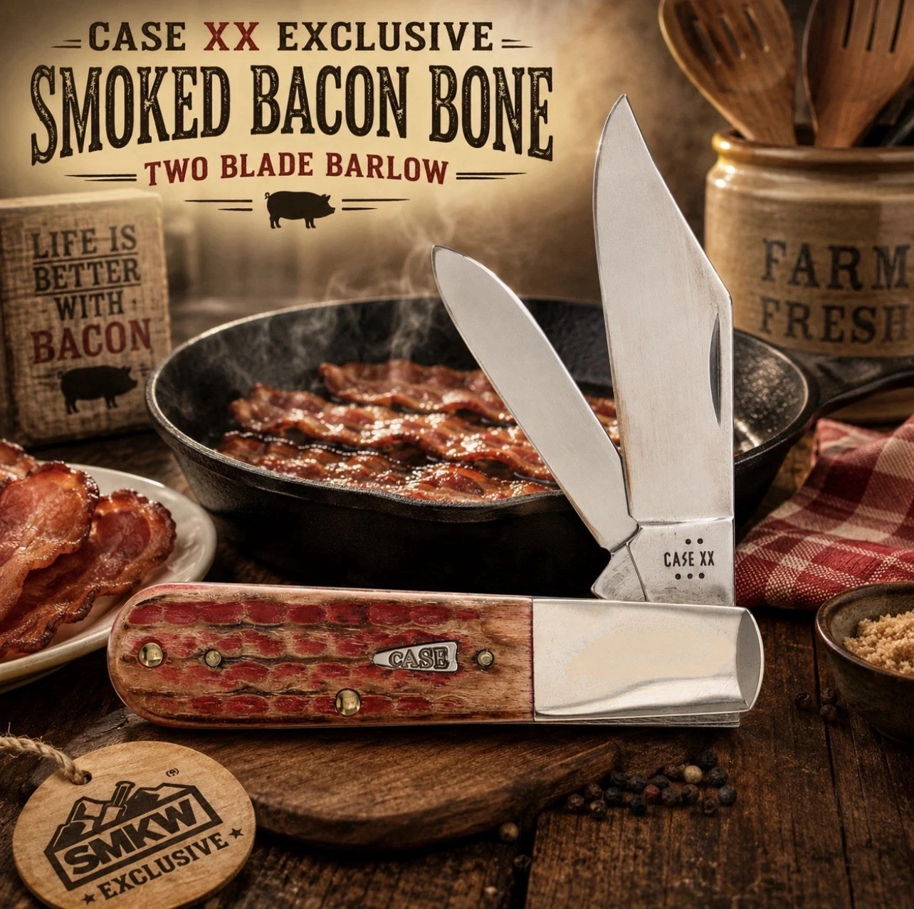 CASE XX SMKW Exclusive Smoked Bacon Bone Barlow 2 Blade Pocket Knife NEW
