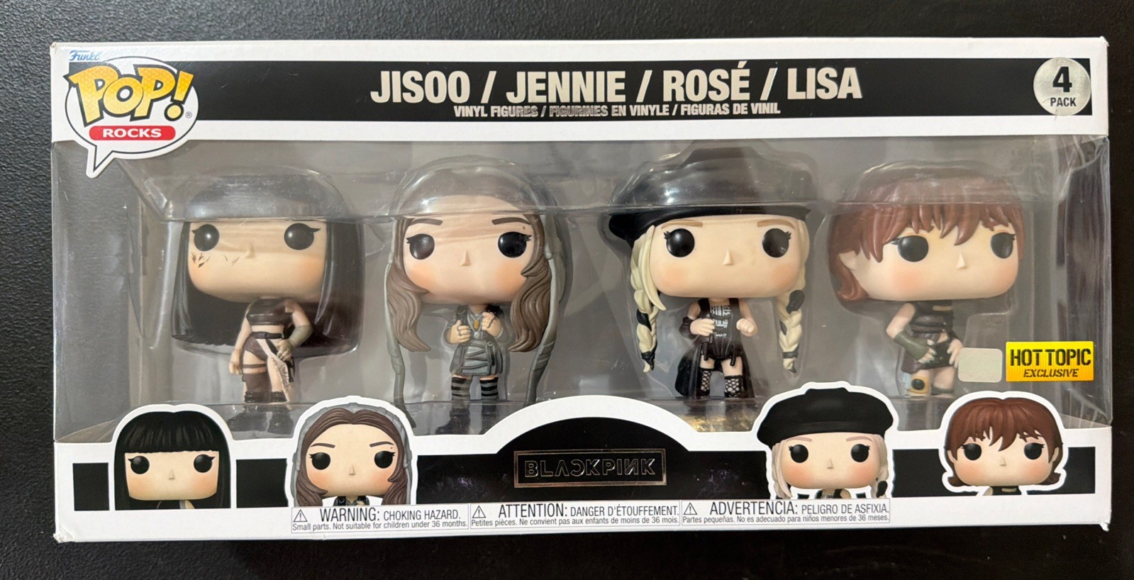 Funko Pop Blackpink Jisoo / Jennie / Rosé / Lisa 4-Pack Hot Topic Exclusive Wear Funko Pop Blackpink Jisoo / Jennie / Rosé / Lisa 4-Pack Hot Topic Exclusive Wear