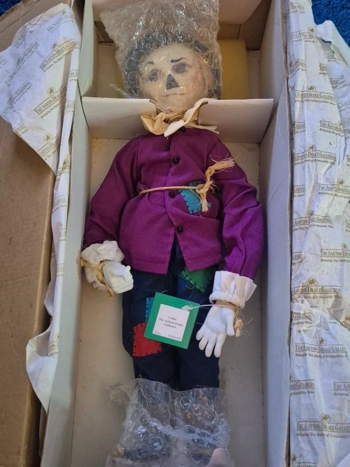 Vintage 1994 Ashton Drake Wizard Of Oz The Scarecrow Porcelain Doll In Box COA