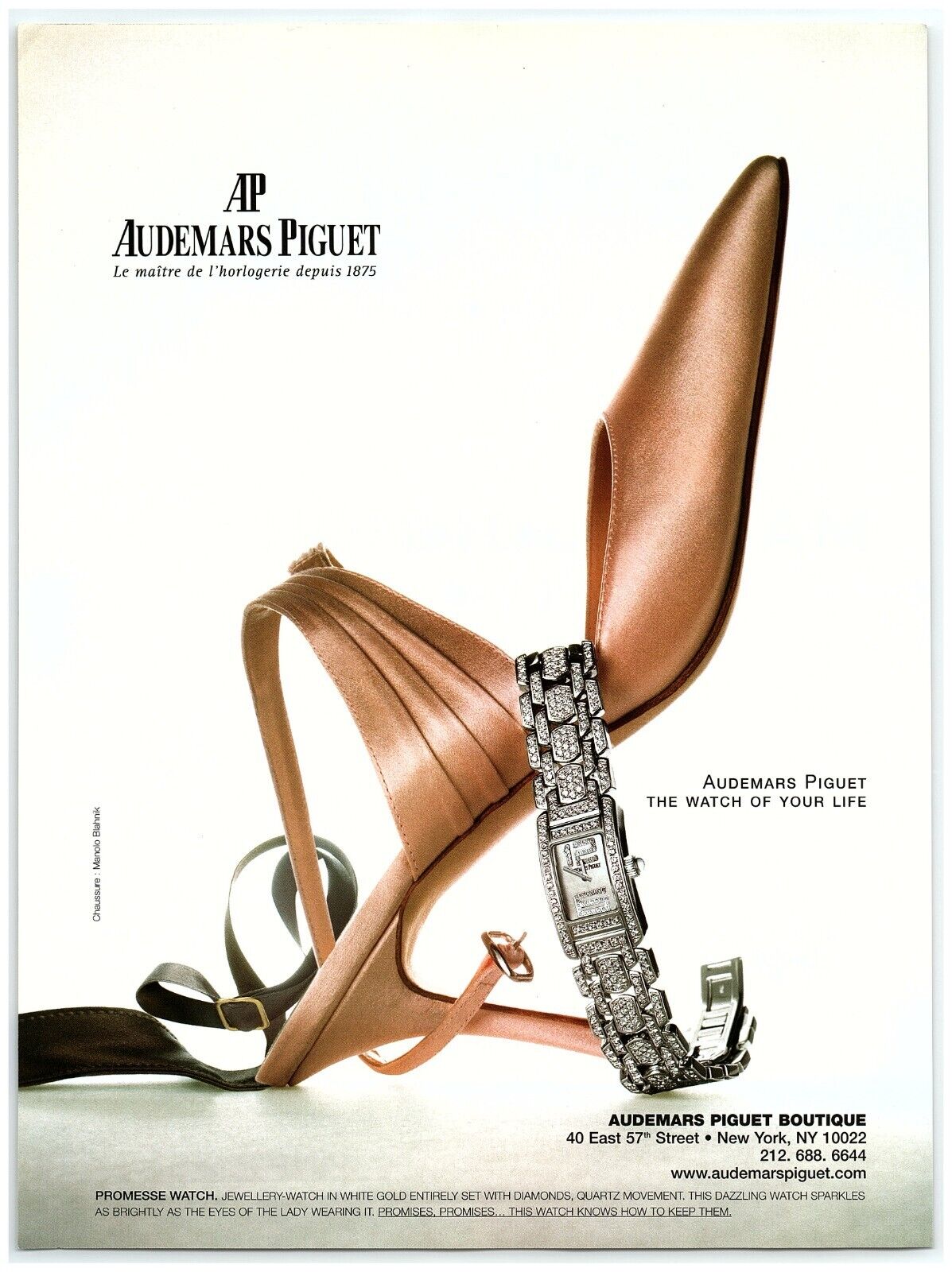 2004 Audemars Piguet Boutique Print Ad, The Watch of Your Life Manolo Blahnik