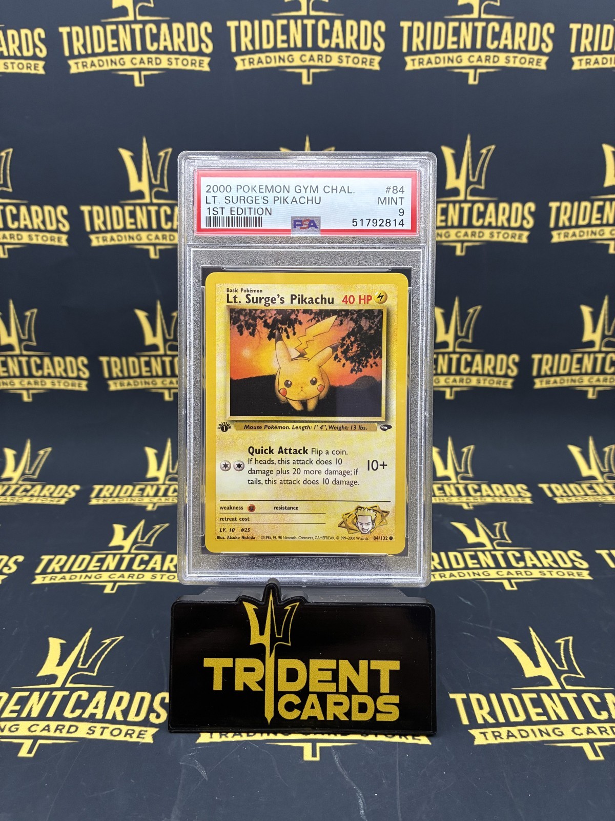 2000 POKEMON GYM CHALLENGE #84 LT. SURGE\'S PIKACHU 1ST EDITION PSA 9