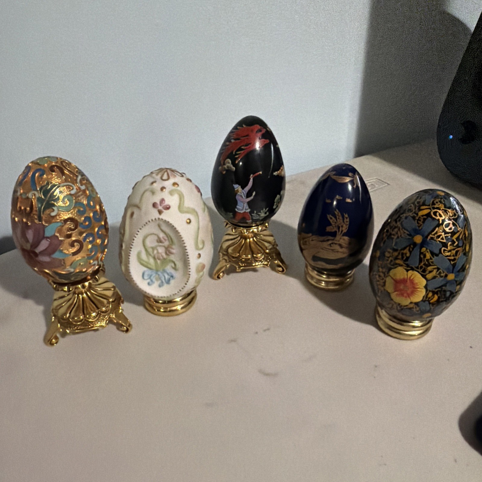 Lot of 5 Vintage 3in Egg Franklin Mint Collectors Treasury with Stand Lot of 5 Vintage 3in Egg Franklin Mint Collectors Treasury with Stand