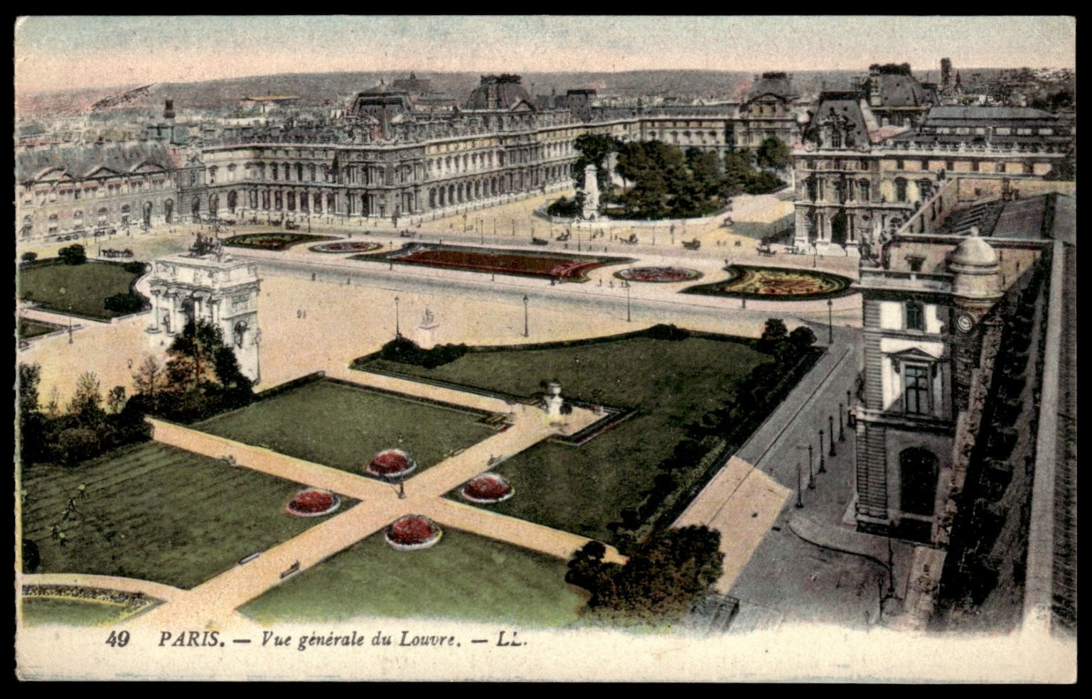 Vintage Paris Louvre Palace Tuileries Garden Arc de Triomphe du Carrousel