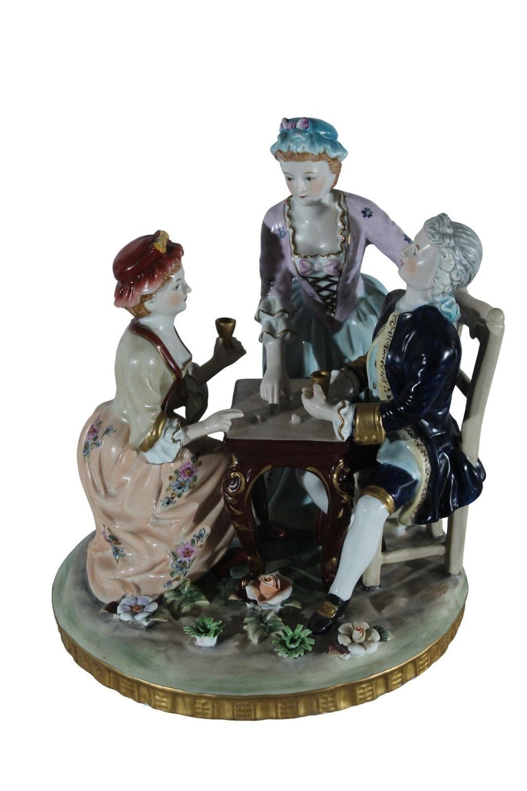 NIFAO Porcelain Figurine Group at Table with Cups 10