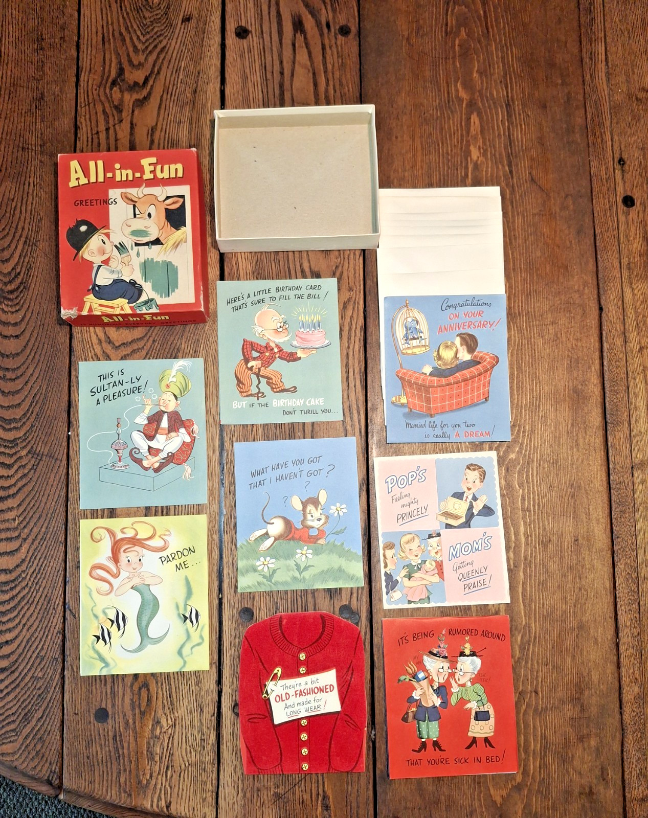 Vintage Fun in Action 8 Greeting Cards Original to the Box- 3D Movable Pop Out