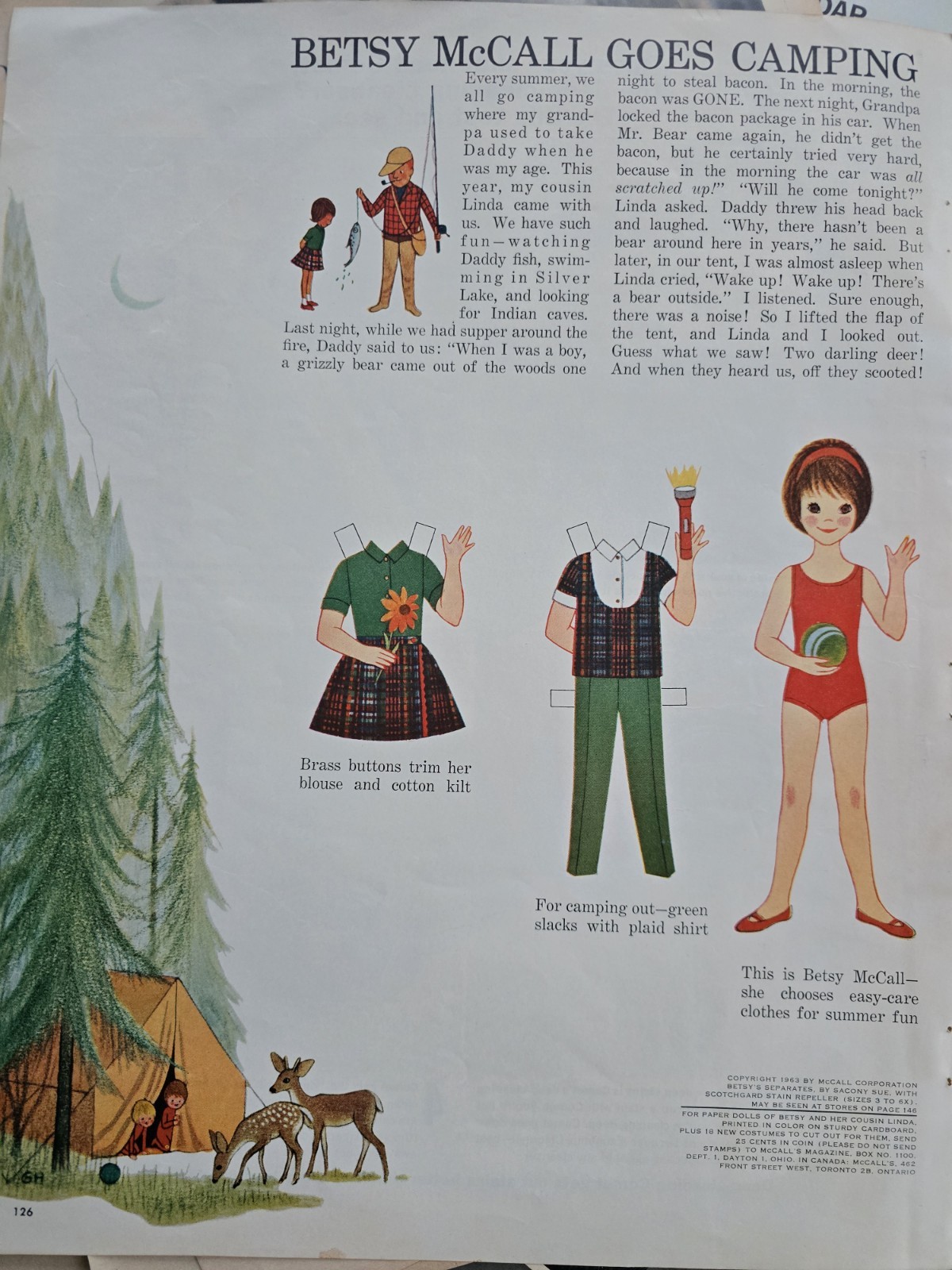 1963 Betsy McCall Goes Camping paper doll Paperdoll Vintage ad