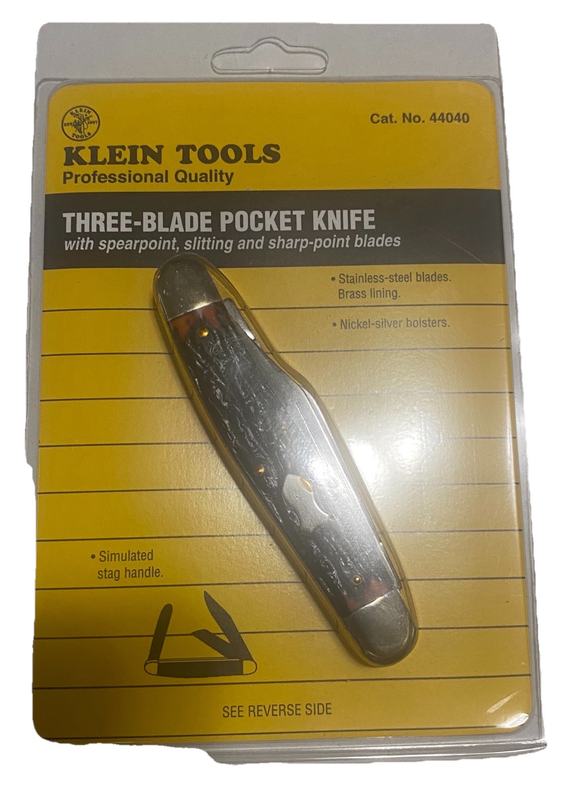 Vintage 1990 Klein Tools Chicago  Stainless 3 Blade 44040 Stockman USA Sealed