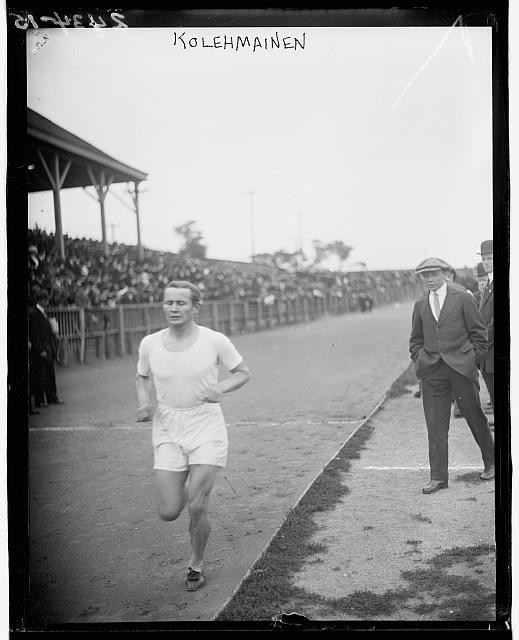 Photo:Hannes Kolehmainen 1910s Finnish Runner Track Race Crowded Stadium