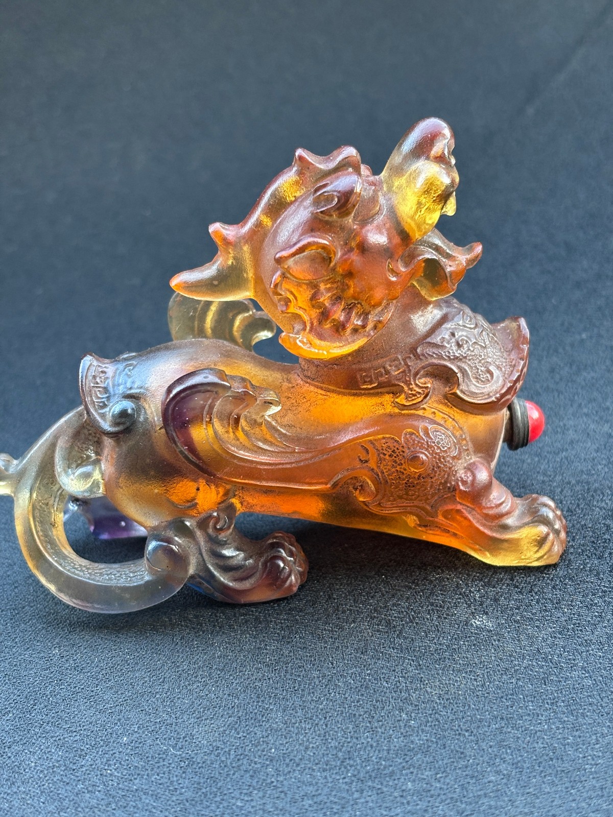 Collection Chinese Old Peking Yellow Glaze Carved dragon Beautiful Bottles Art