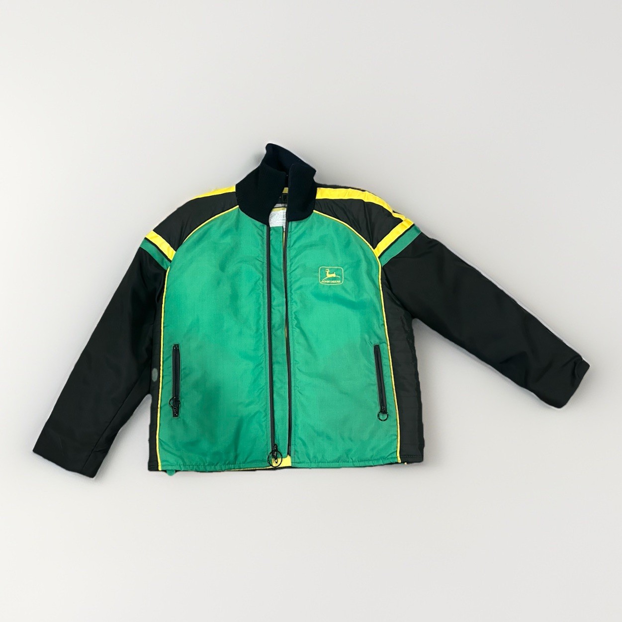 Mens Vintage 80's John Deere Green Black Yellow Jacket Beautiful Bodyguard Large