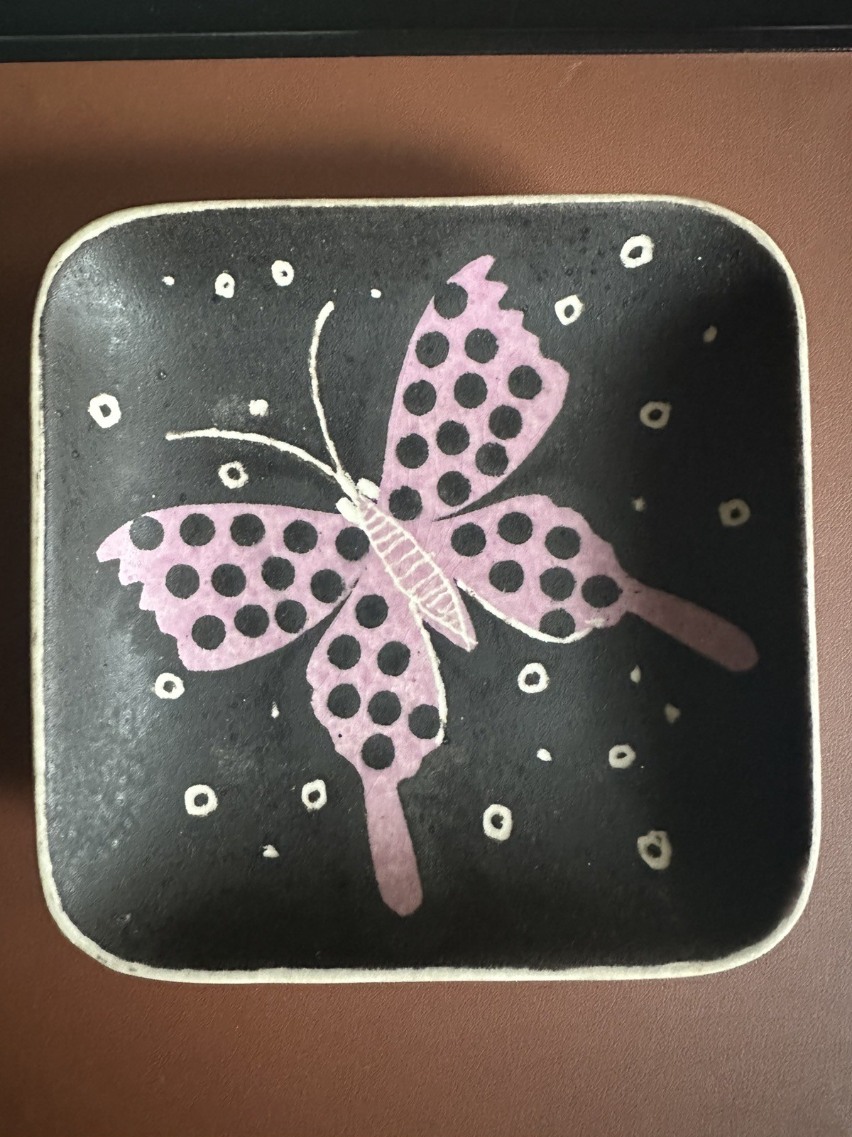 Waylande Gregory Vintage Estate Trinket Dish Rare Butterfly Hand Painted Signed