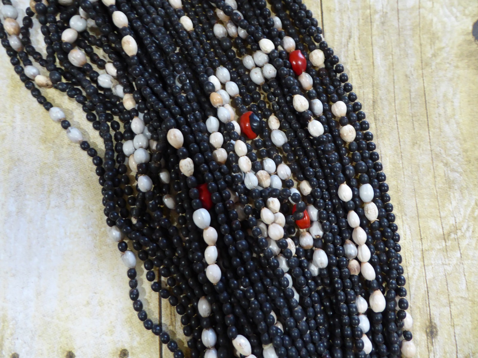Vintage Amazonian Feathers Beads Ceremonial Necklace Wall Hanging Very Long 46\