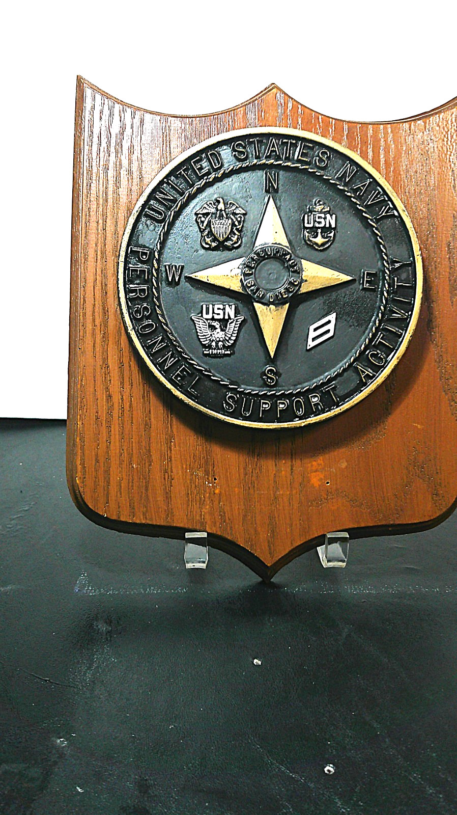 Vintage US Navy Personnel Support Activity Wall Plaque Wood Military Decor