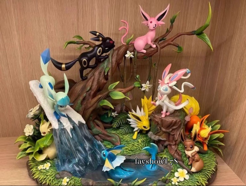 IN USA Eeveelution Family Painted Figure Statue PVC Collectible Oversize Model