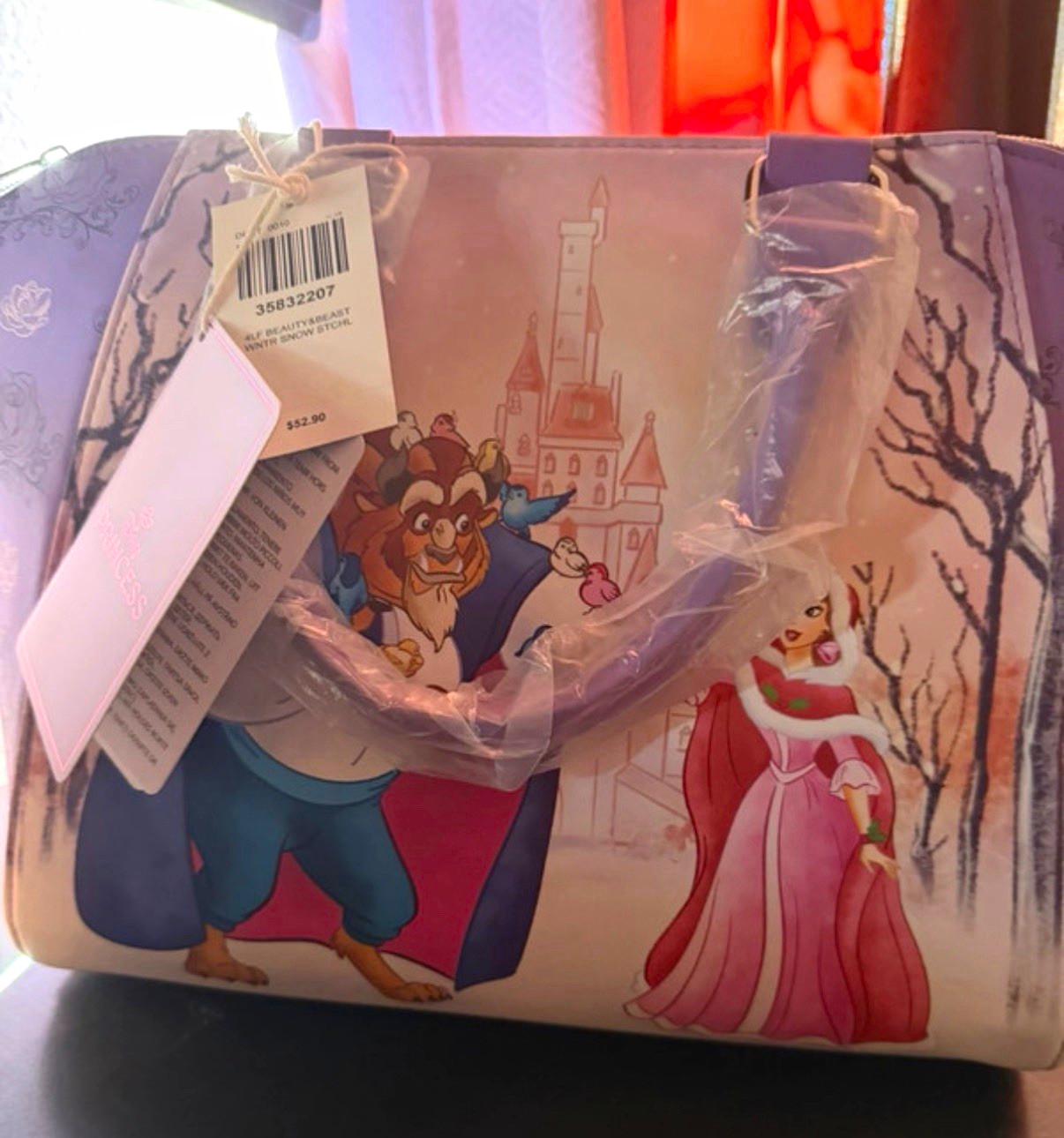 Disney Princess Beauty and the Beast Zip Handbag/Duffel Pink Purple