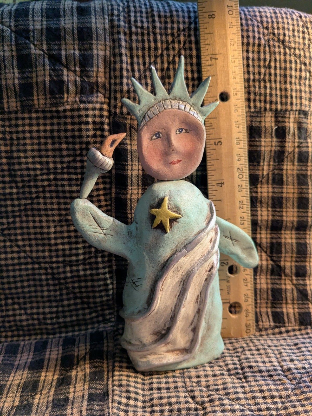 Lady Liberty Primitive Pumpkinseeds Folk Art Paper Mache 2000 One of a kind