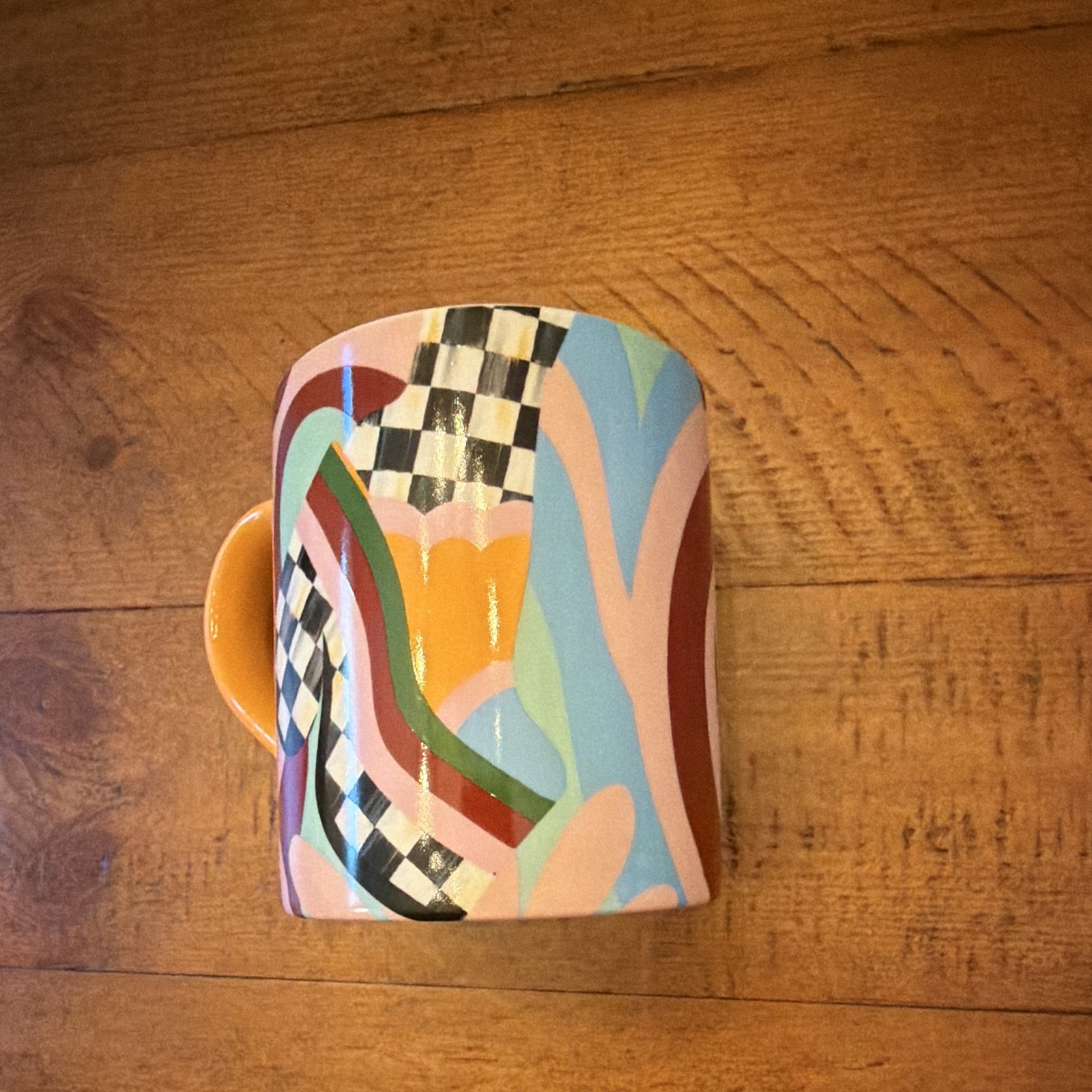 MacKenzie-Childs Bijou Karman 16 oz Painted Abstract Ceramic Mug Multicolor