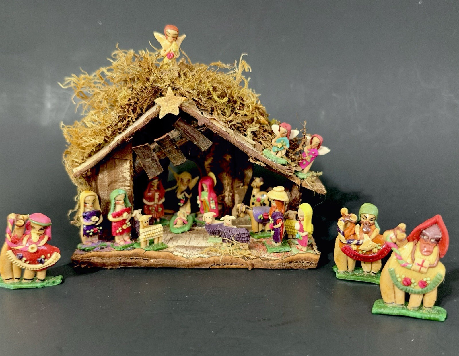 Ecuador Mini Nativity Set Masapan Bread Dough Folk Art Handmade Vtg Christmas