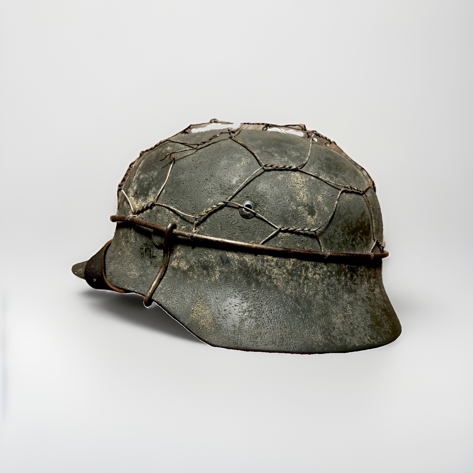 WWII German M35 Helmet Original ET68 Shell w/ Restored Liner & Wire