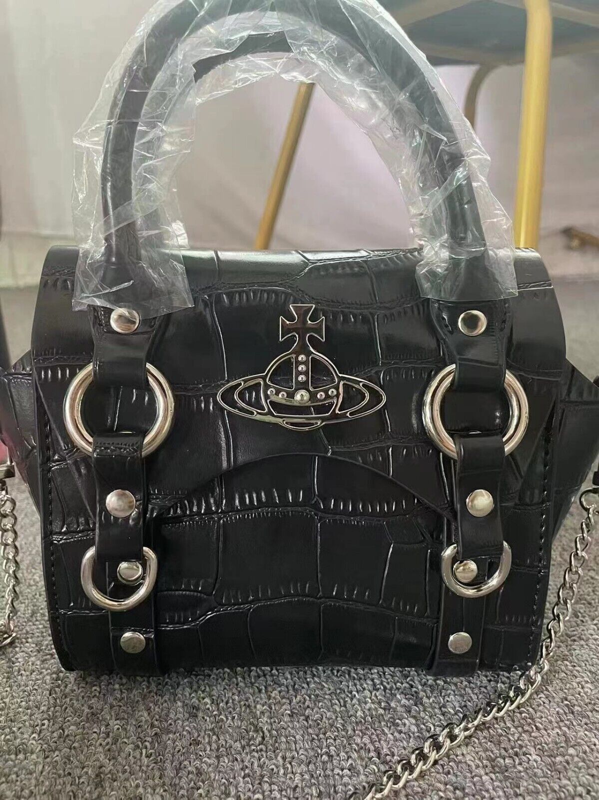 Vivienne Westwood betty croco mini handbag/mini shoulder bag Black/New,Unused