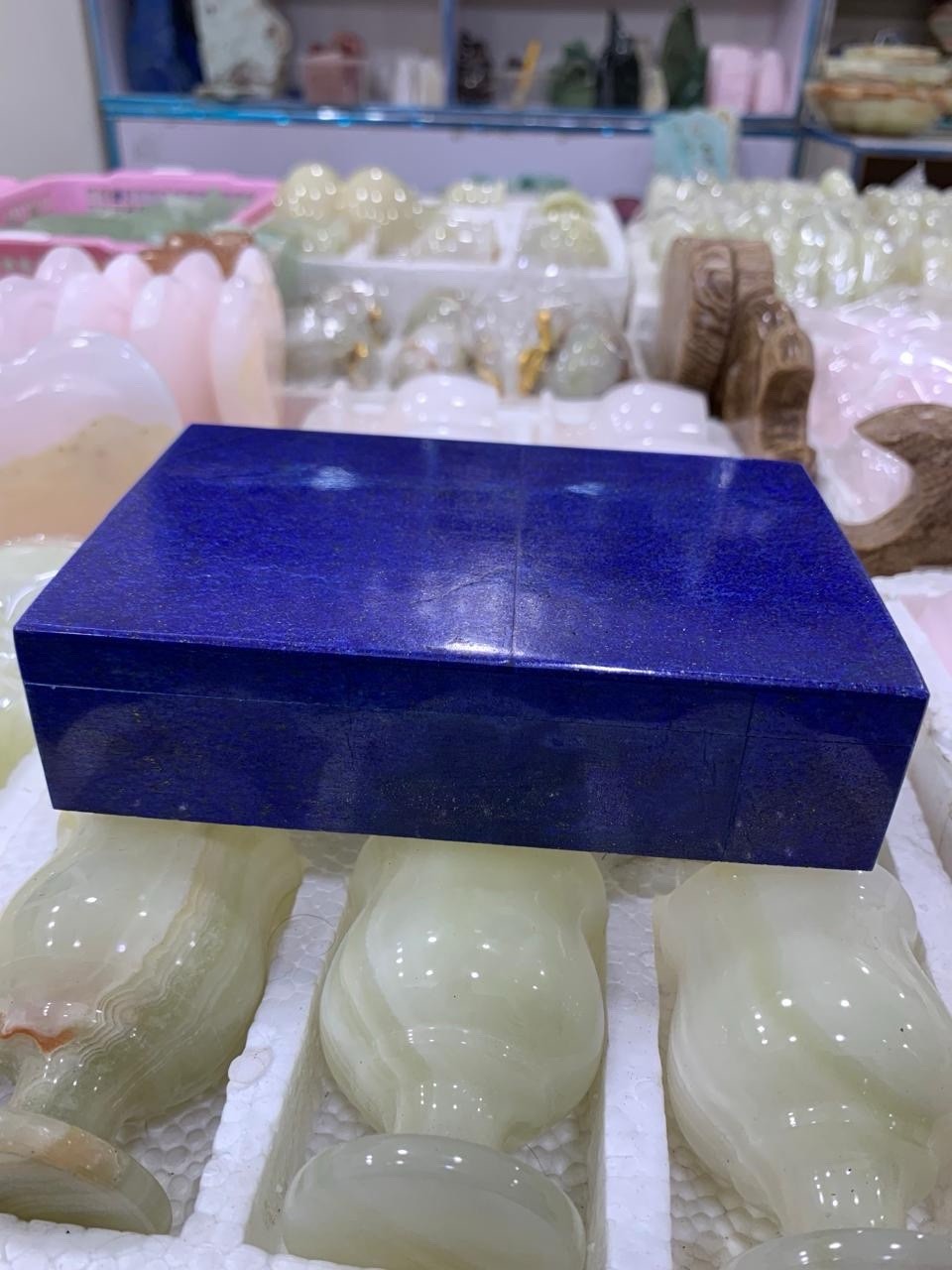 Natural Afghan Lapis Lazuli Jewelry Box Blue Gemstone Handmade A+++