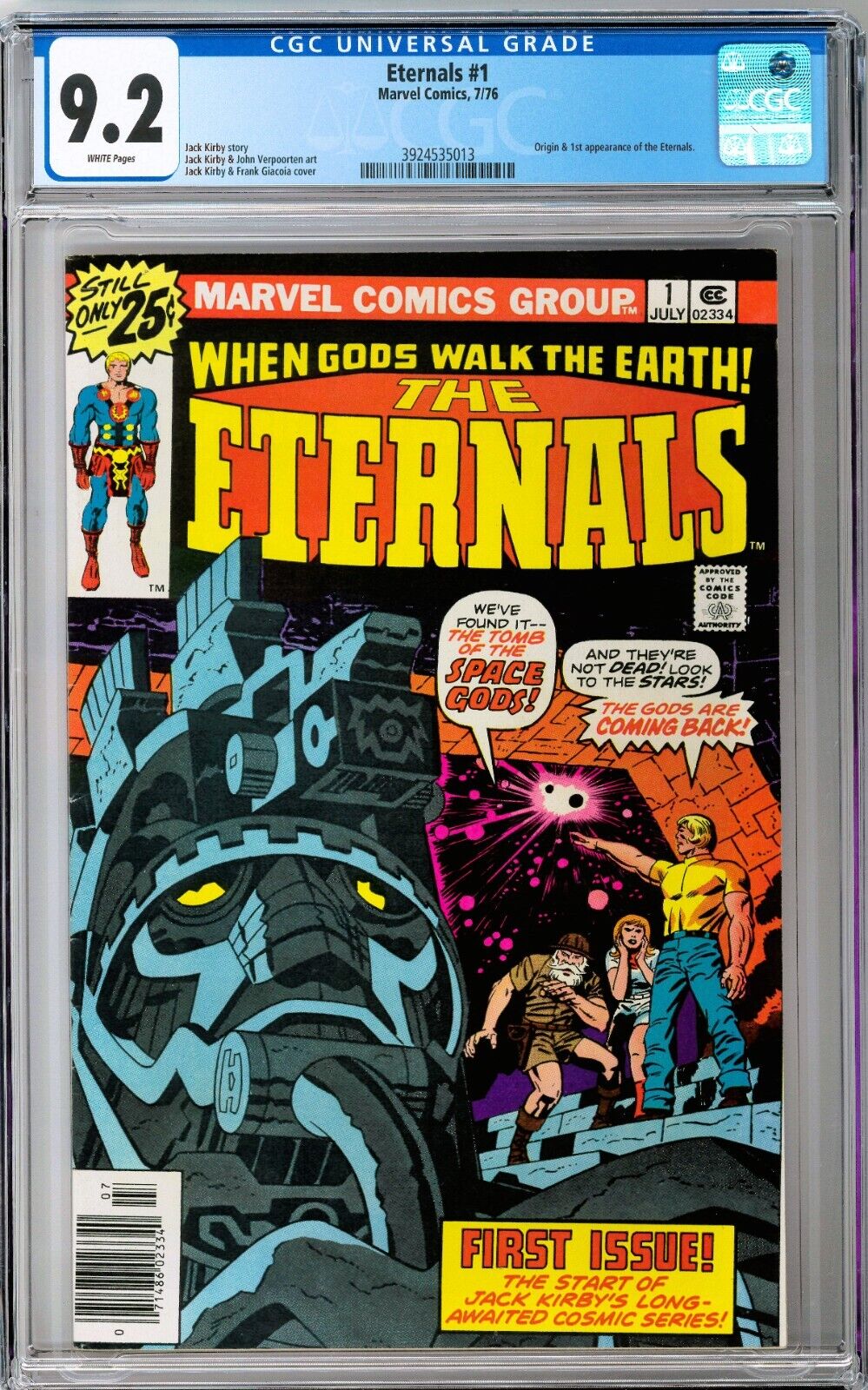 Eternals #1 CGC 9.2 (Jul 1976, Marvel) Jack Kirby Cosmic Series Origin & 1st app