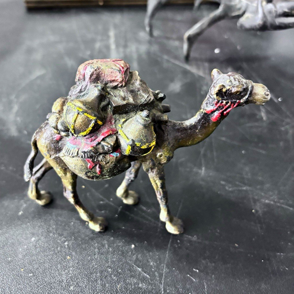 Antique Style Vienna Cold Painted Bronze Pack Camel Figure Austrian Orientalist