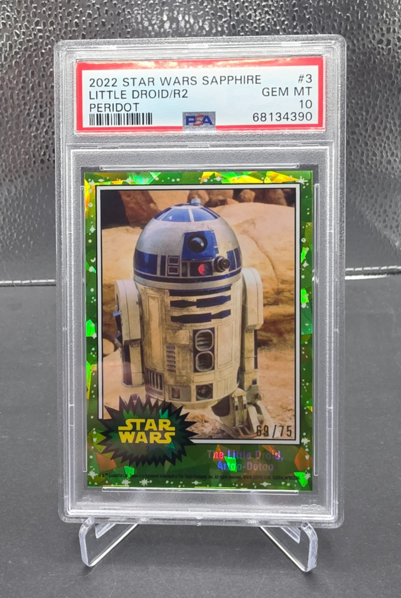 2022 Topps Star Wars Sapphire Little Droid R2-D2 Peridot Refractor /75 #3 PSA 10