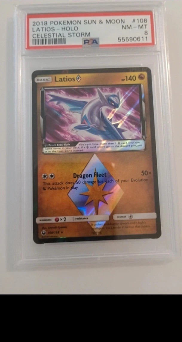 Pokemon JCC Latios Holo prism star Celestial Storm 108/168 2018 PSA 8 LOW Pop