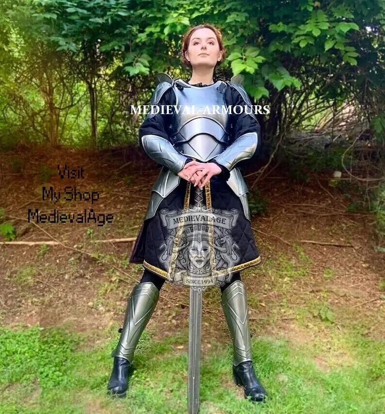 Medieval Female Lady Costume steel Armor Suit Lady Cuirass Costume Halloween