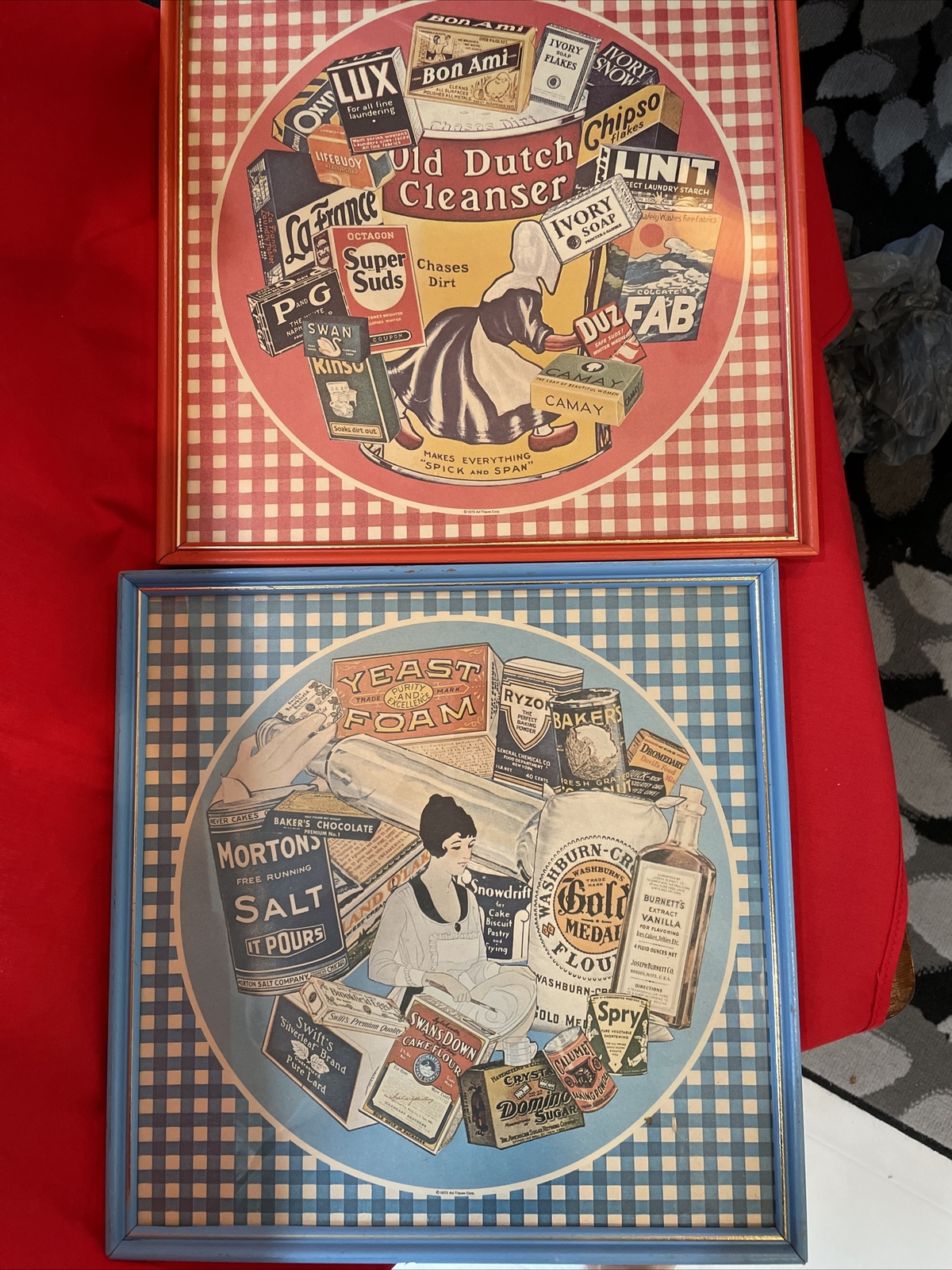 2 VINTAGE Framed 1973 Ad- Tique Pictures