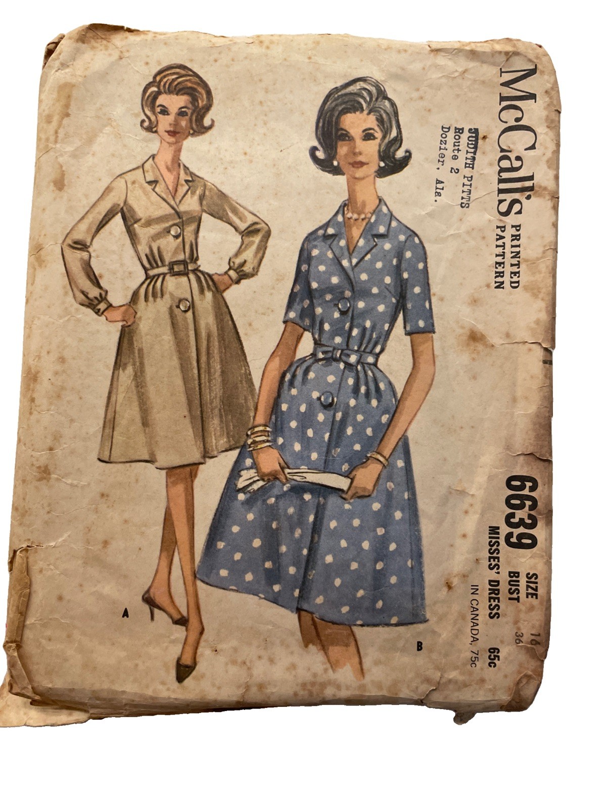 Vintage 1962 McCall’s 6639 Size 16 Bust 36 Cut &complete 