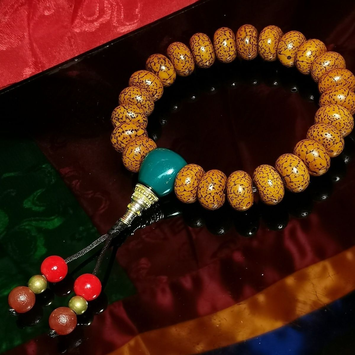 Hainan Yellow Star Moon Bodhi Bracelet Prayer Beads Buddhist Mala Men Women Gift