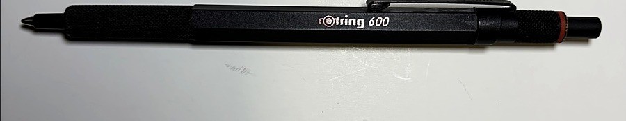 Vintage rOtring 600 Ballpoint Pen Black 1990s Old Style Printed Logo TESTED