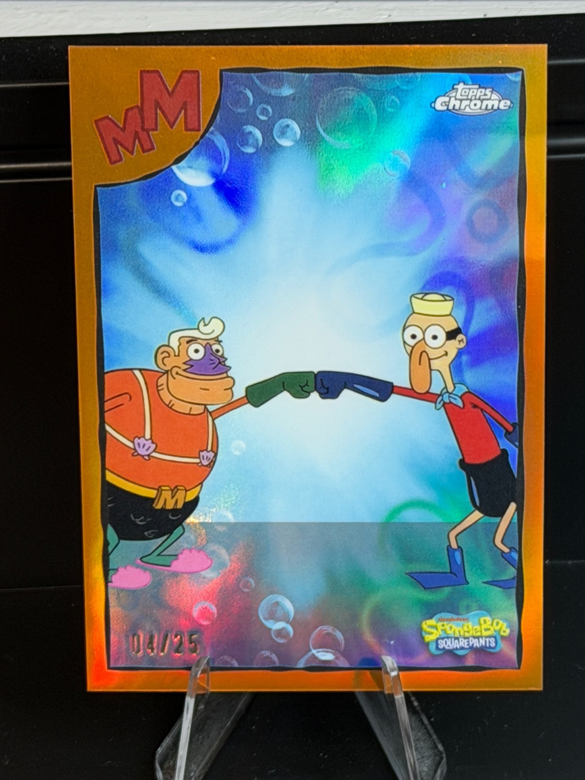 2025 Topps Chrome SpongeBob MermaidMan and BarnacleBoy Unite Orange /25 #MB-1